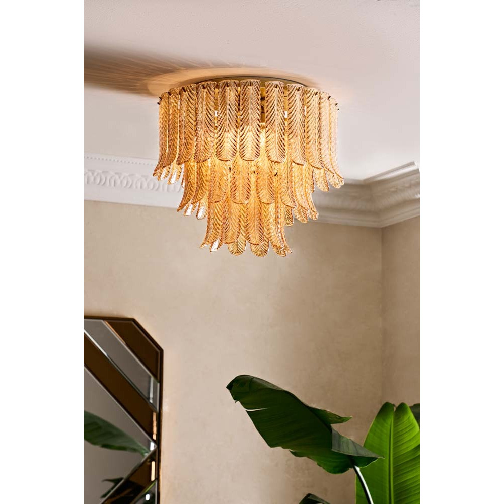 Plume Glass Flush Feather Ceiling Light - image 1