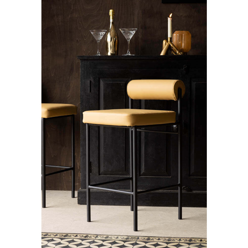 Sand Faux Leather Roll Back Bar Stool - image 1