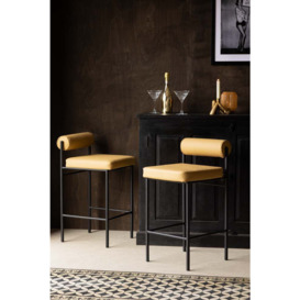 Sand Faux Leather Roll Back Bar Stool