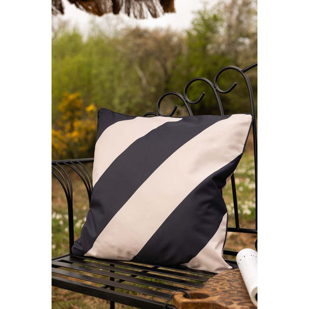 Black & Natural Stripe Outdoor Cushion - image 1
