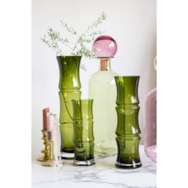Green Glass Bamboo Vase - 3 Sizes Available