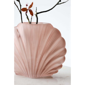 Blush Pink Frosted Glass Shell Vase - thumbnail 2