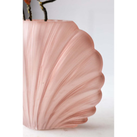 Blush Pink Frosted Glass Shell Vase - thumbnail 3
