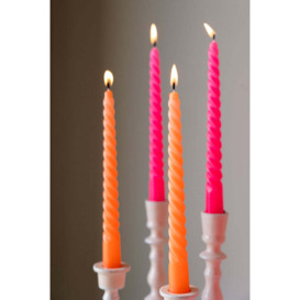 Set of 4 Twisted Dinner Candles in Hot Pink & Orange - thumbnail 2