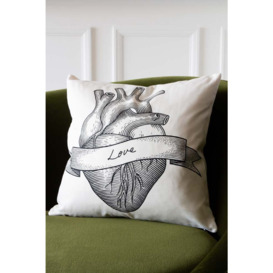 Monochrome Illustration Heart Cushion