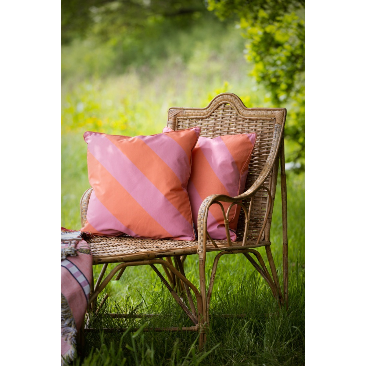 Pink & Coral Stripe Outdoor Garden Cushion