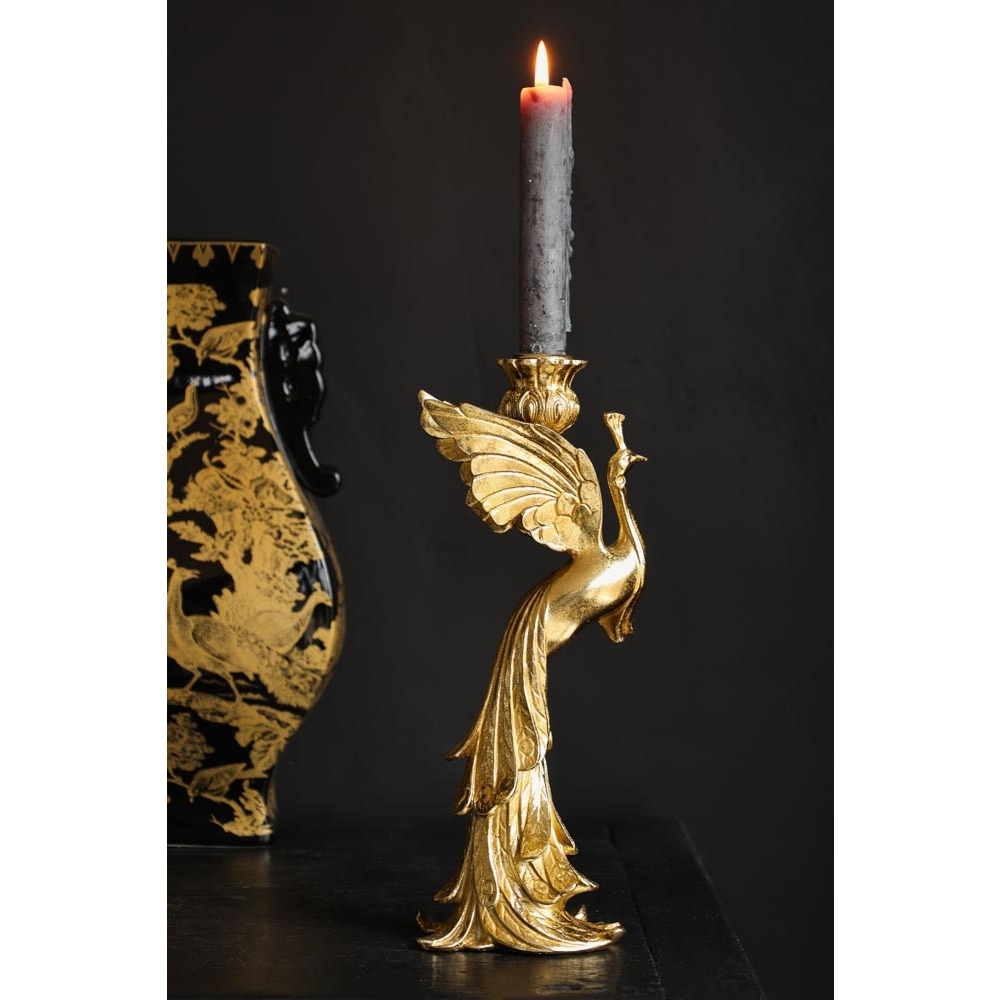 Fabulous Gold Peacock Candle Holder - image 1