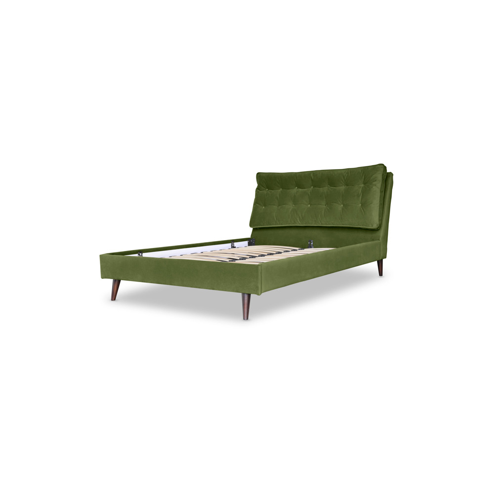 Sumptuous King Size Bed In Vine Green Velvet - image 1