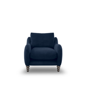 Beautiful Armchair In Indigo Blue Velvet - thumbnail 1