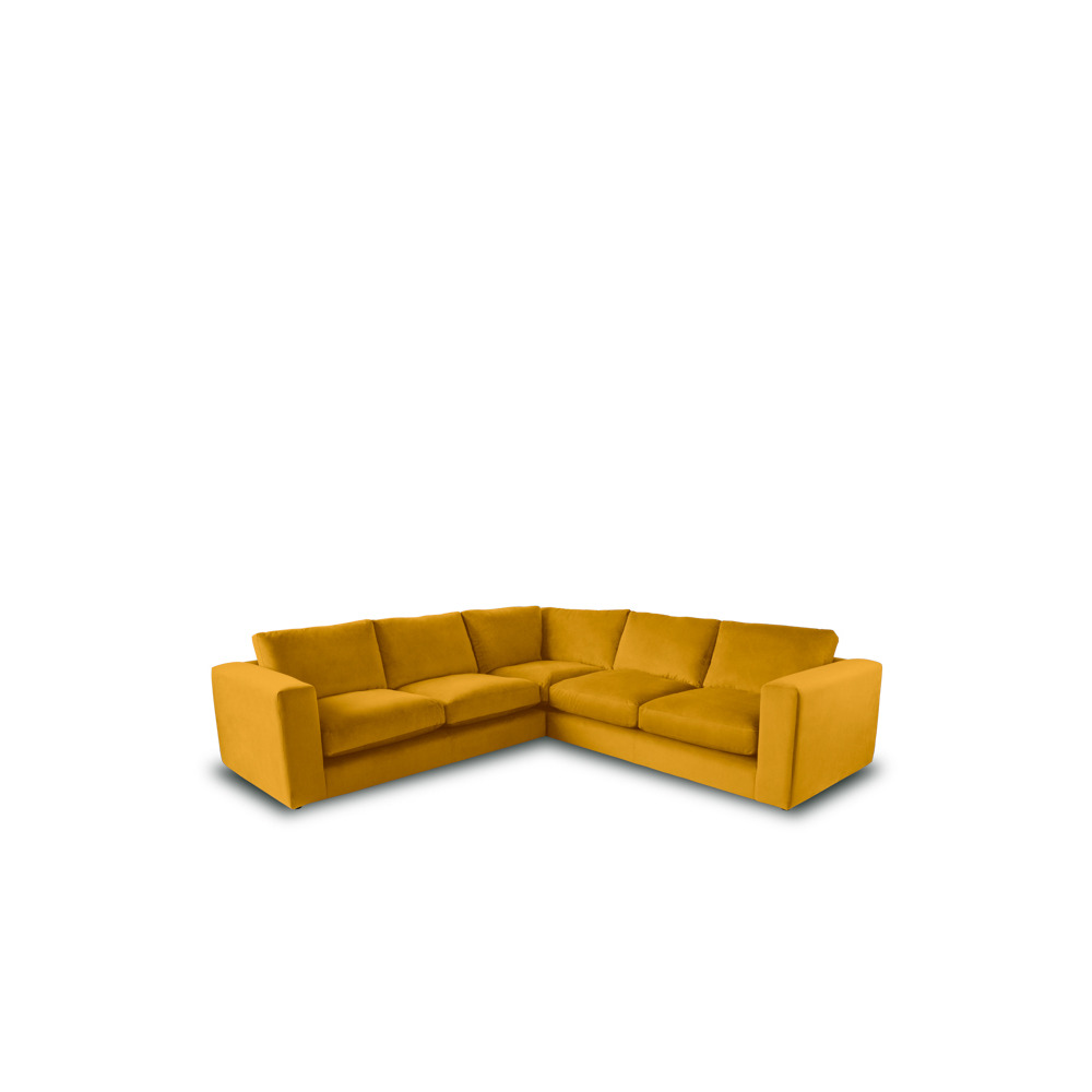 Gorgeous Corner Sofa In Turmeric Gold Velvet - image 1