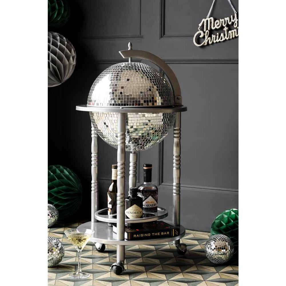 Silver Disco Ball Drinks Trolley Cart - image 1