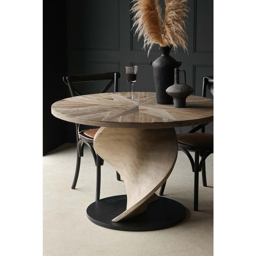 Round Elm Twisted Dining Table