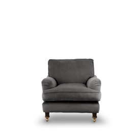 Perfect Armchair In Slate Grey Velvet - thumbnail 1