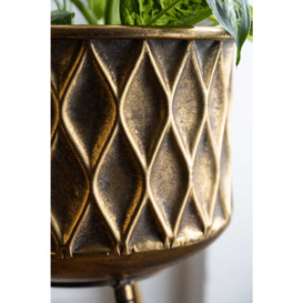 Set Of 2 Antique Brass Planters On Stand - thumbnail 2