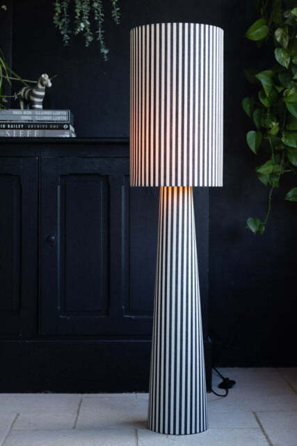 Black & White Stripe Floor Lamp - image 1