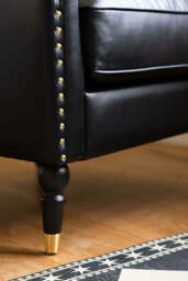 Black Faux Leather Chesterfield Armchair - thumbnail 4