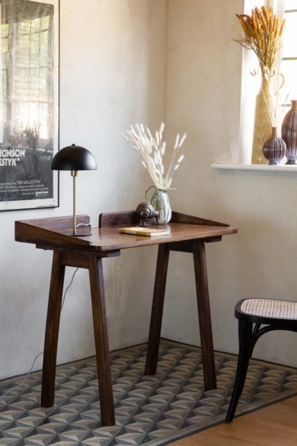 Dark Mango Wood Desk With Cable Gap - image 1