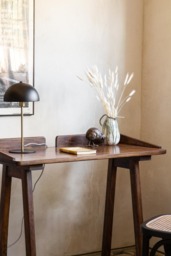 Dark Mango Wood Desk With Cable Gap - thumbnail 3