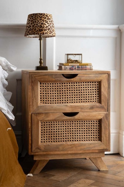 Rattan 2 Drawer Bedside Table - image 1
