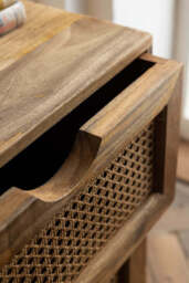 Rattan 2 Drawer Bedside Table - thumbnail 3