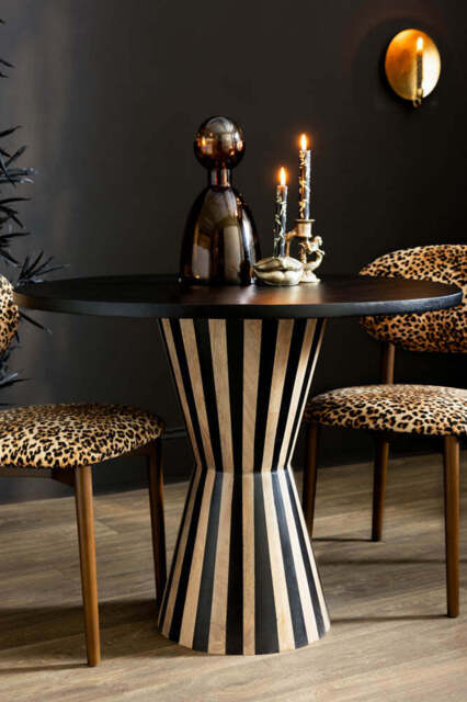 Round Carnival Stripe Wood Dining Table - image 1