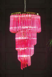 3-Tier Hot Pink Glass Chandelier - thumbnail 3