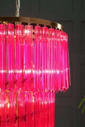 3-Tier Hot Pink Glass Chandelier - thumbnail 4