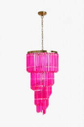 3-Tier Hot Pink Glass Chandelier - thumbnail 5