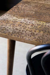 Leopard Print Natural Wood 6 Seater Dining Table - thumbnail 5