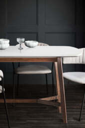 Curved Acacia & Marble Dining Table - thumbnail 3