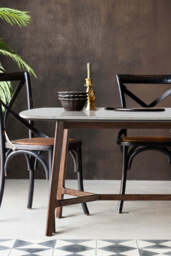 Curved Acacia & Marble Dining Table - thumbnail 5