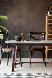 Curved Acacia & Marble Dining Table - thumbnail 4