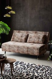 Mabel Large 2 Seater Sofa Bed in Leopard Love Velvet - thumbnail 1