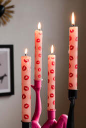 Set of 4 Red Lips Print Dinner Candles - thumbnail 4
