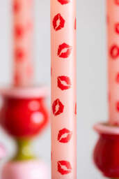 Set of 4 Red Lips Print Dinner Candles - thumbnail 3