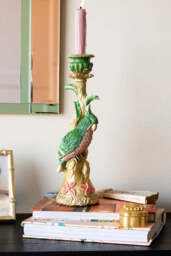 Ornate Gold & Green Parrot Candlestick Holder - thumbnail 4