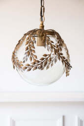 Ornate Globe Pendant Ceiling Light With Brass Leaf Detailing - thumbnail 4