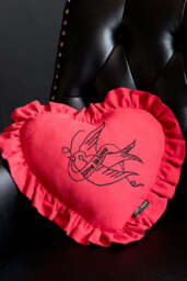 Red Love Heart Cushion With Ruffles - thumbnail 3
