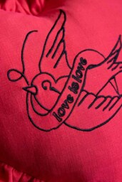 Red Love Heart Cushion With Ruffles - thumbnail 4