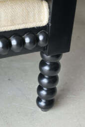 Natural Linen & Black Bobbin Armchair - thumbnail 4