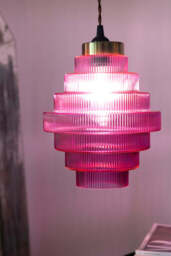 Hot Pink Tiered Glass Easyfit Ceiling Shade