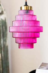 Hot Pink Tiered Glass Easyfit Ceiling Shade - thumbnail 3
