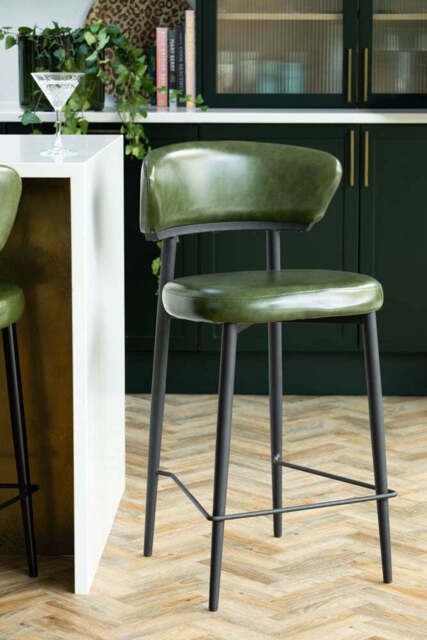 The Blake Bar Stool In Forest Green - image 1