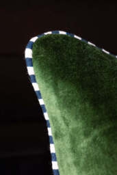 Green Velvet & Monochrome Stripe Embroidered Tiger Cushion Cover - thumbnail 4