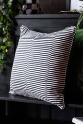 Green Velvet & Monochrome Stripe Embroidered Tiger Cushion Cover - thumbnail 5