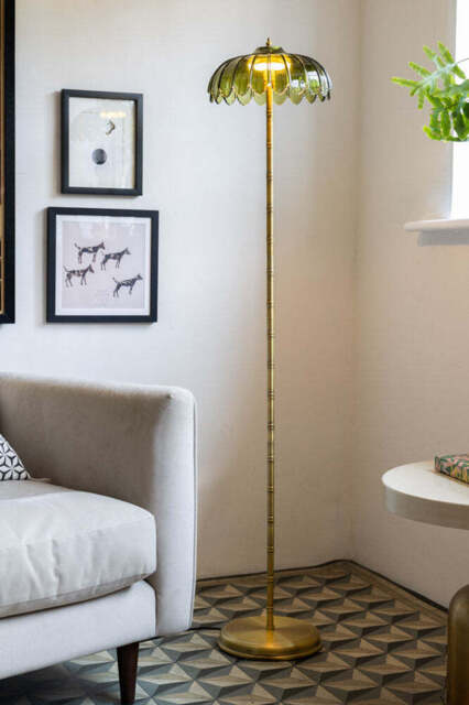 Gold & Green Desert Palm Floor Lamp - image 1