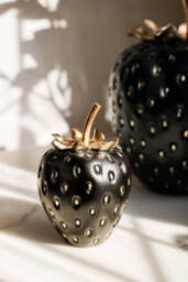 Small Black & Gold Strawberry Ornament - thumbnail 1