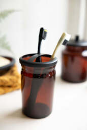 Apothecary-Style Amber Glass Toothbrush Holder - thumbnail 5