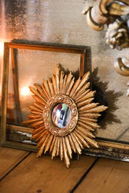 Antique Gold Small Star Convex Mirror - image 1