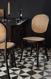 Set of 2 Chez Pitou Wood & Woven Cane Dining Chairs in Black - thumbnail 4